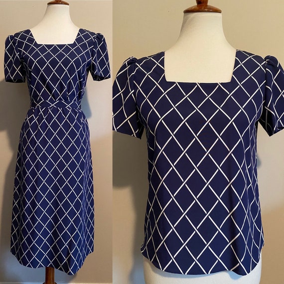 1980's Sasson Windowpane Print Matching Set - image 2