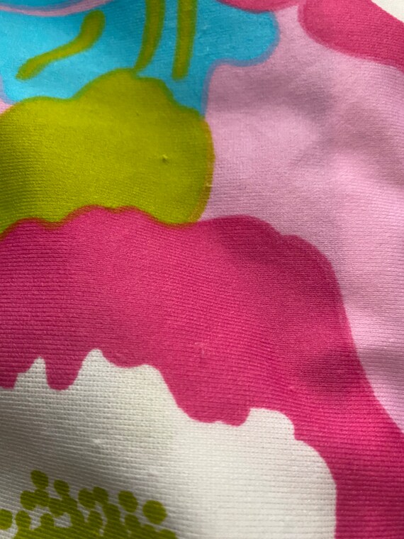 70's Psychedelic Floral Split Neck Shift Dress main image 1