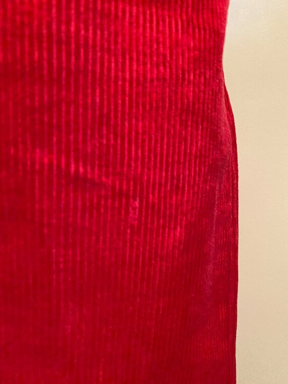 1980’s Red High Waist Corduroy Pencil Skirt - image 3