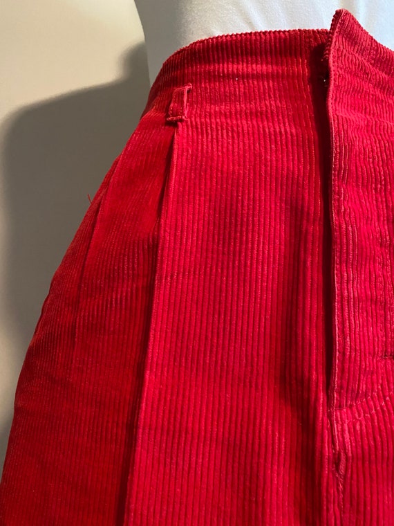 1980’s Red High Waist Corduroy Pencil Skirt - image 2