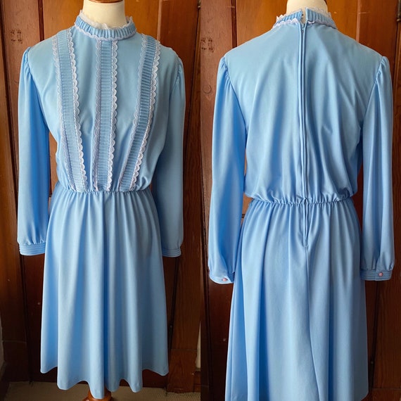 70’s Powder Blue Dress w/ Lace Details