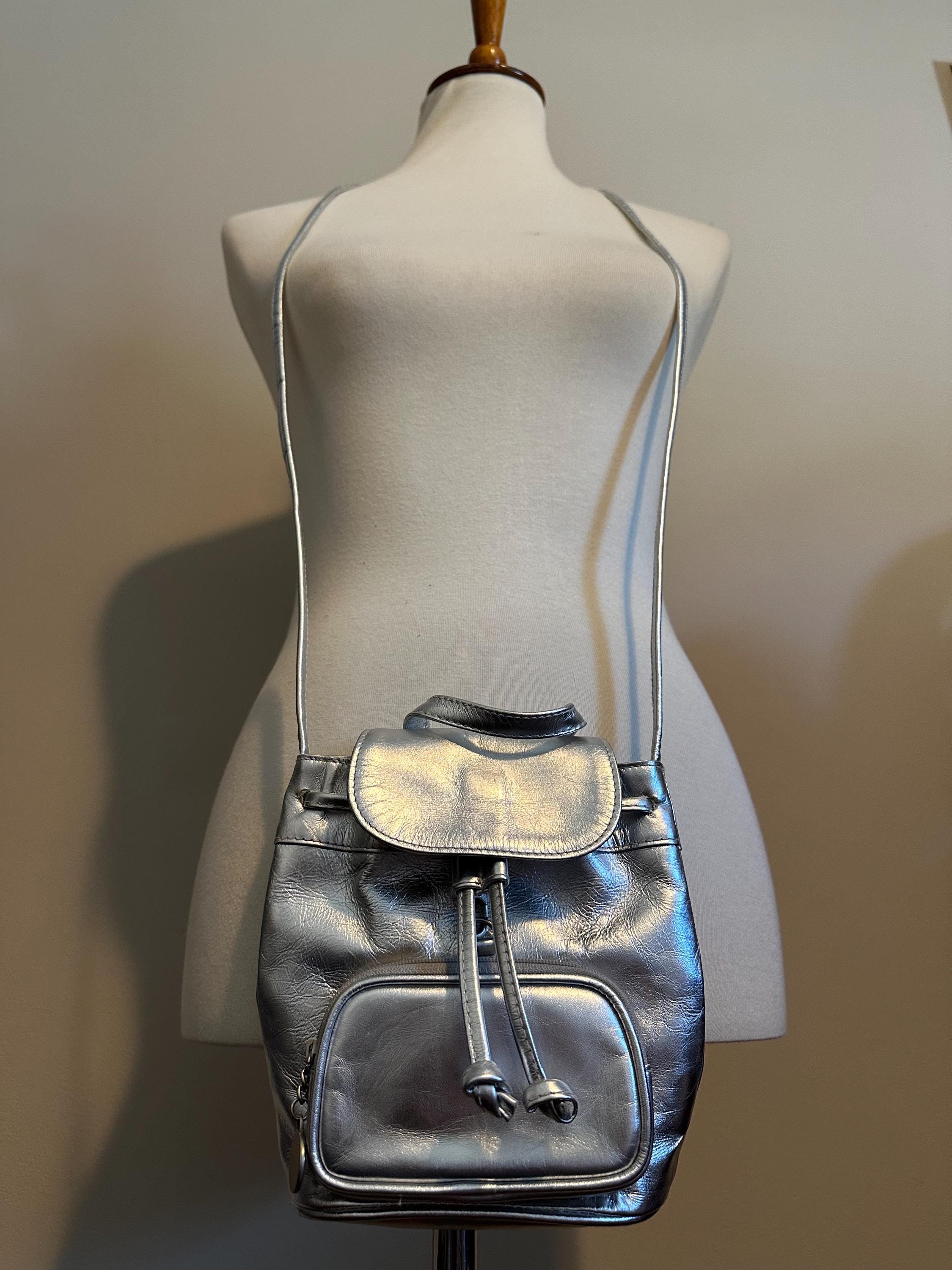 Backpack purse light gray, silver tone hardware faux leather Womens Mini Backpacks, Stylish Mini Fashion Backpack PU  main image 2