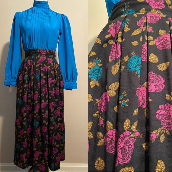 1980’s Pleated Floral Midi Skirt