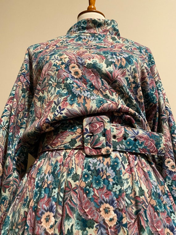 1980’s Floral Tapestry Belted Dress - image 4