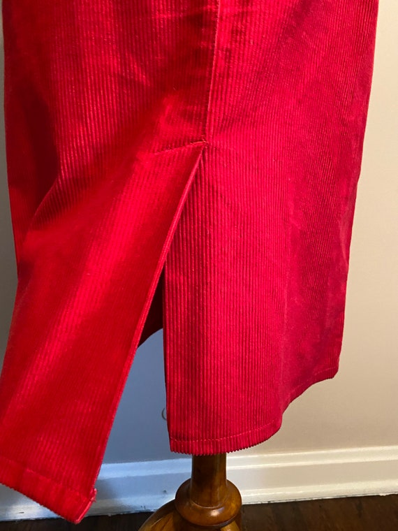 1980’s Red High Waist Corduroy Pencil Skirt - image 10