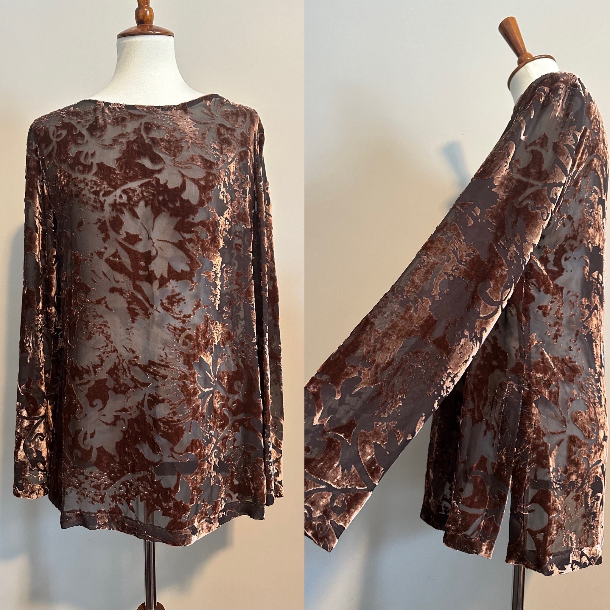 MESH + VELVET PATTERNED TOP- 2 COLORS – Crave Boutique