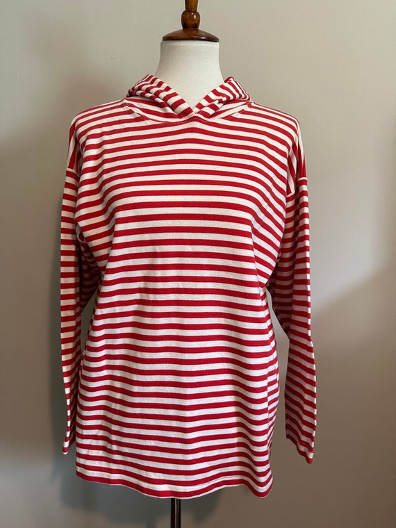 1980’s Nautical Striped Hoodie Sweatshirt - image 1