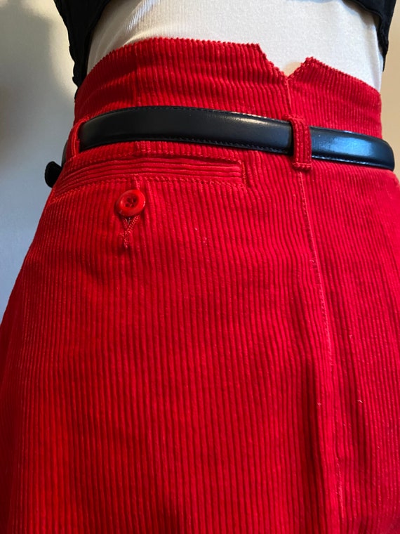 1980’s Red High Waist Corduroy Pencil Skirt - image 9