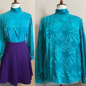 1980’s Turquoise Satin Blouse
