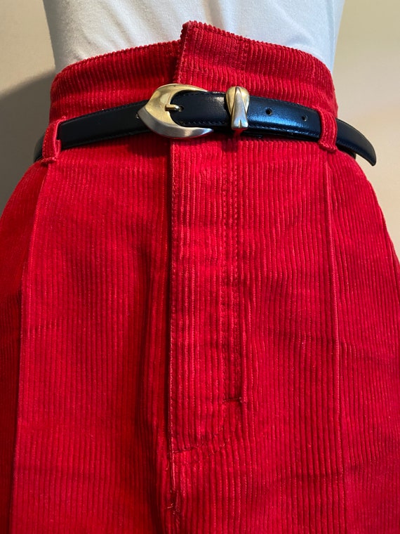 1980’s Red High Waist Corduroy Pencil Skirt - image 4