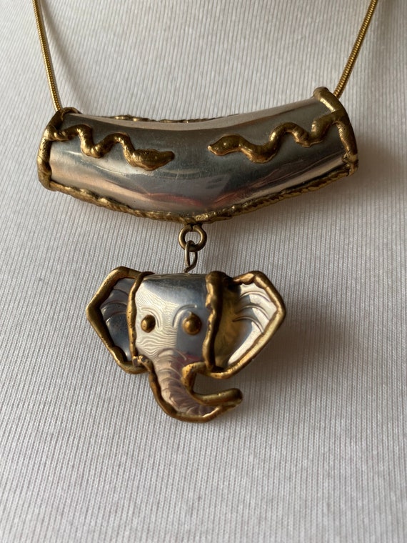 Gold Necklace with Elephant Head Pendant - image 2
