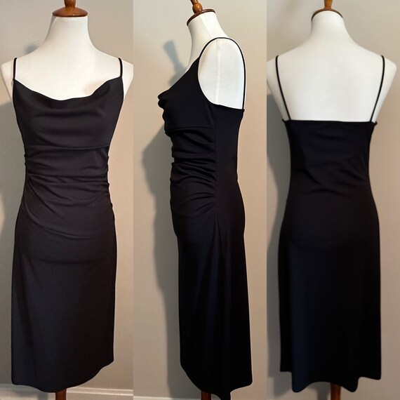 1990’s Minimalist Black Dress w/ Cowl Neck - image 1