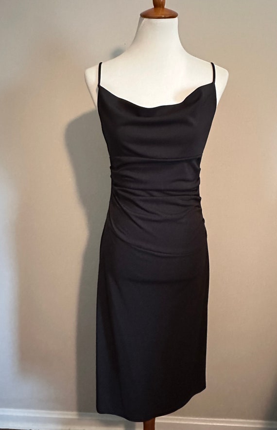 1990’s Minimalist Black Dress w/ Cowl Neck - image 2