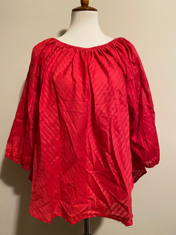 1970’s Red & Gold Lurex Peasant Blouse - image 2