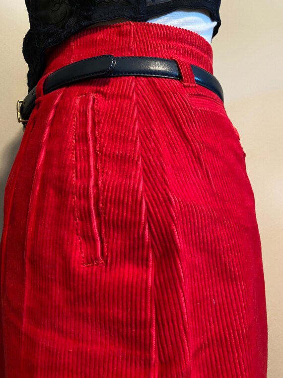 1980’s Red High Waist Corduroy Pencil Skirt - image 7