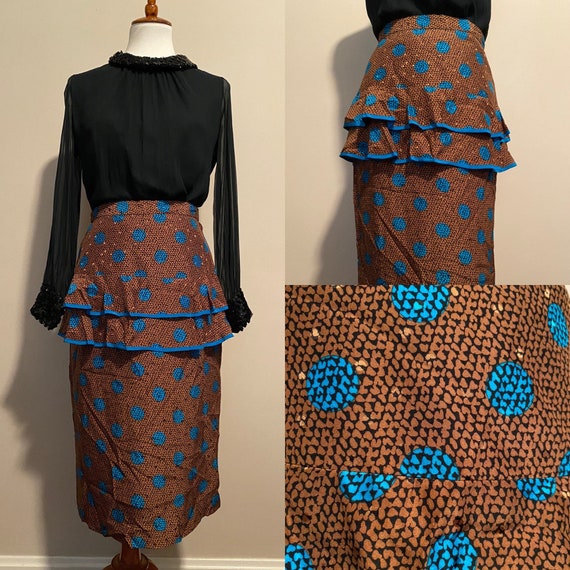 1980’s Silk Polka Dot Peplum Skirt - image 1