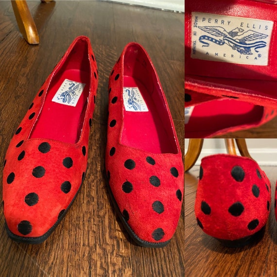 1980’s Red Suede Polka Dot Shoes