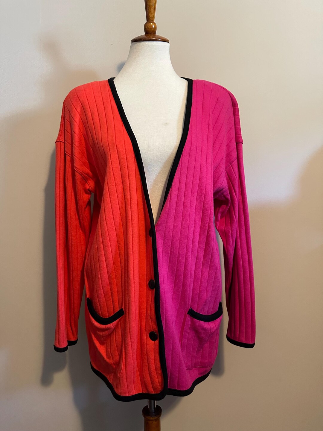 1990’s Colorblock Cardigan Sweater - Etsy