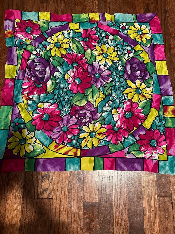 1980’s Oscar de la Renta Silk Floral Scarf