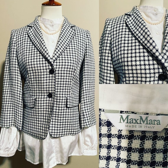 1990’s Max Mara Houndstooth Linen Blazer - image 1