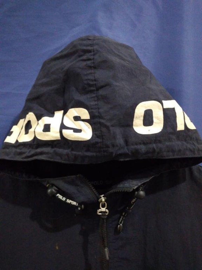 Vintage Polo Sport Black Nylon Hoodie Jacket Size L