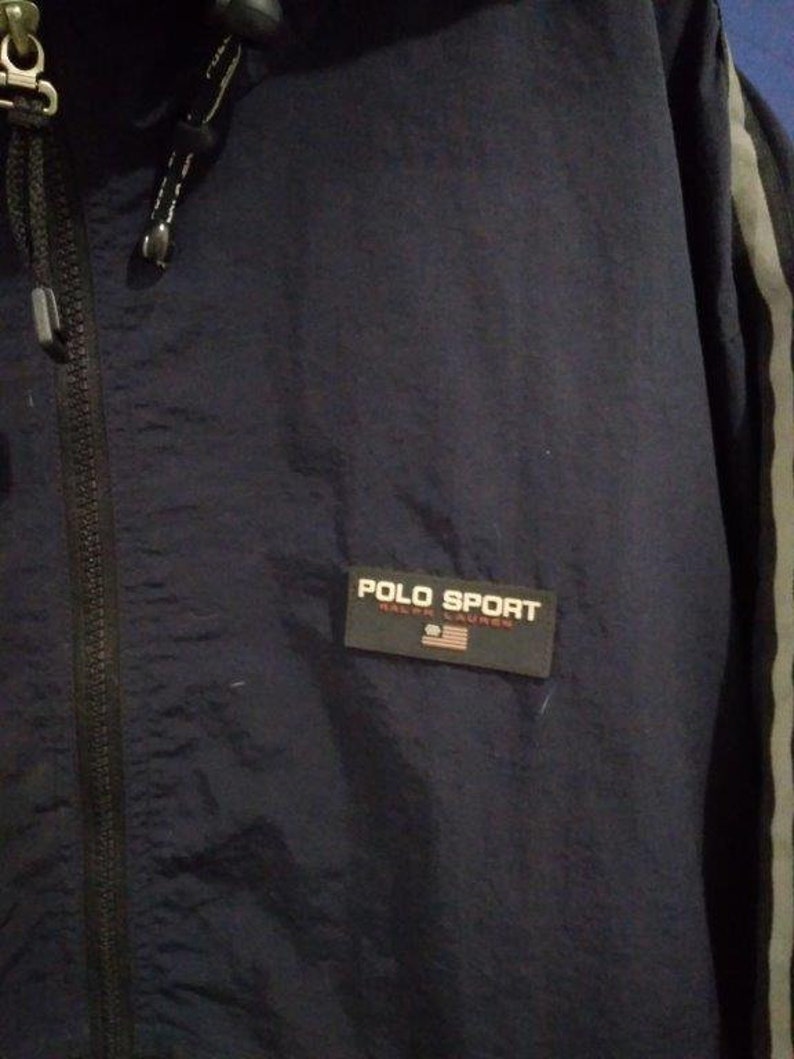 Vintage Polo Sport Black Nylon Hoodie Jacket Size L