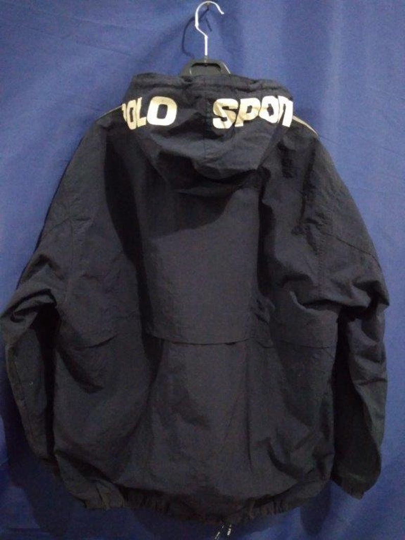 Vintage Polo Sport Black Nylon Hoodie Jacket Size L