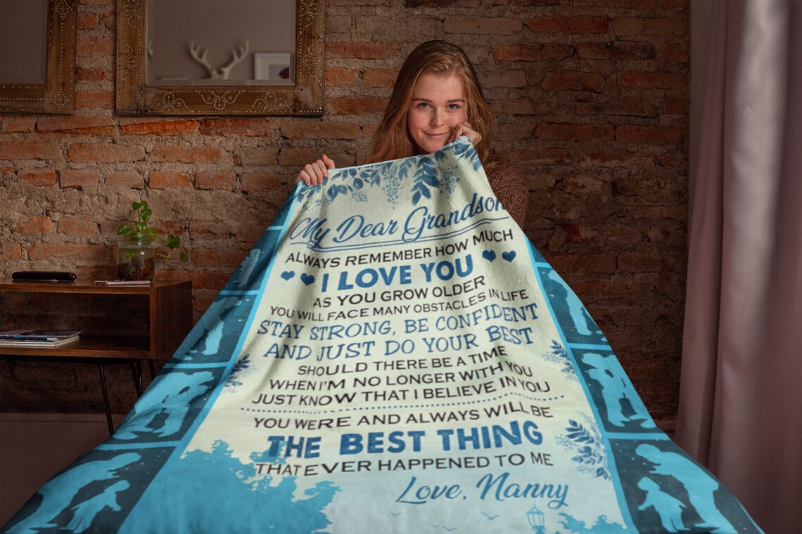 To My Grandson Fleece Blanket Grandson Blanket Letter Etsy