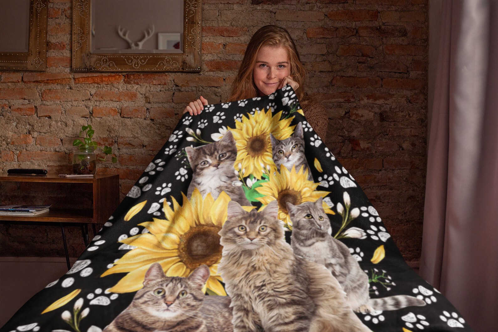 Tabby Katze Decke Katze Mama Decke Sonnenblume Decke Katze | Etsy