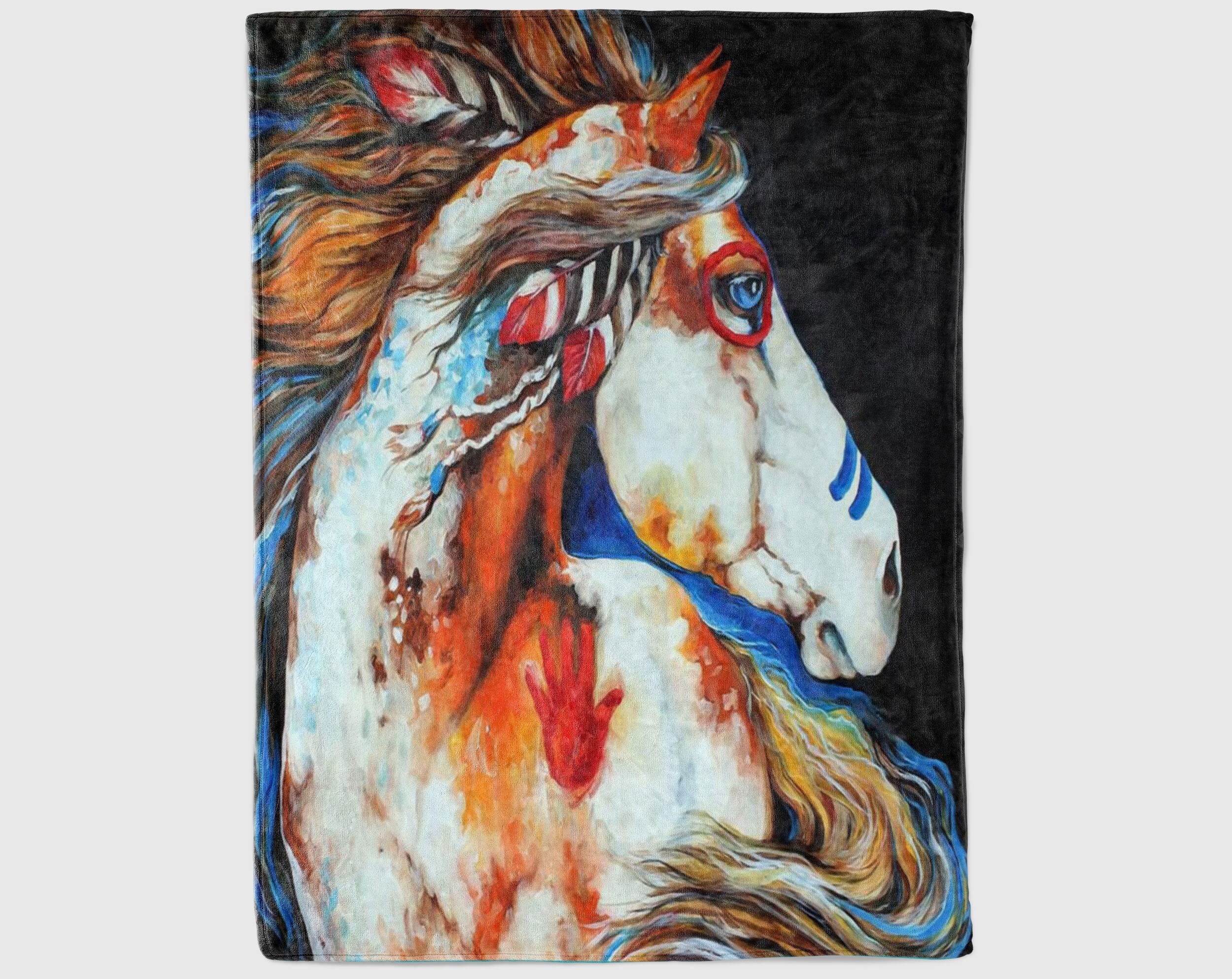 Horse Fleece Blanket Native American Blanket Horse Blanket Etsy