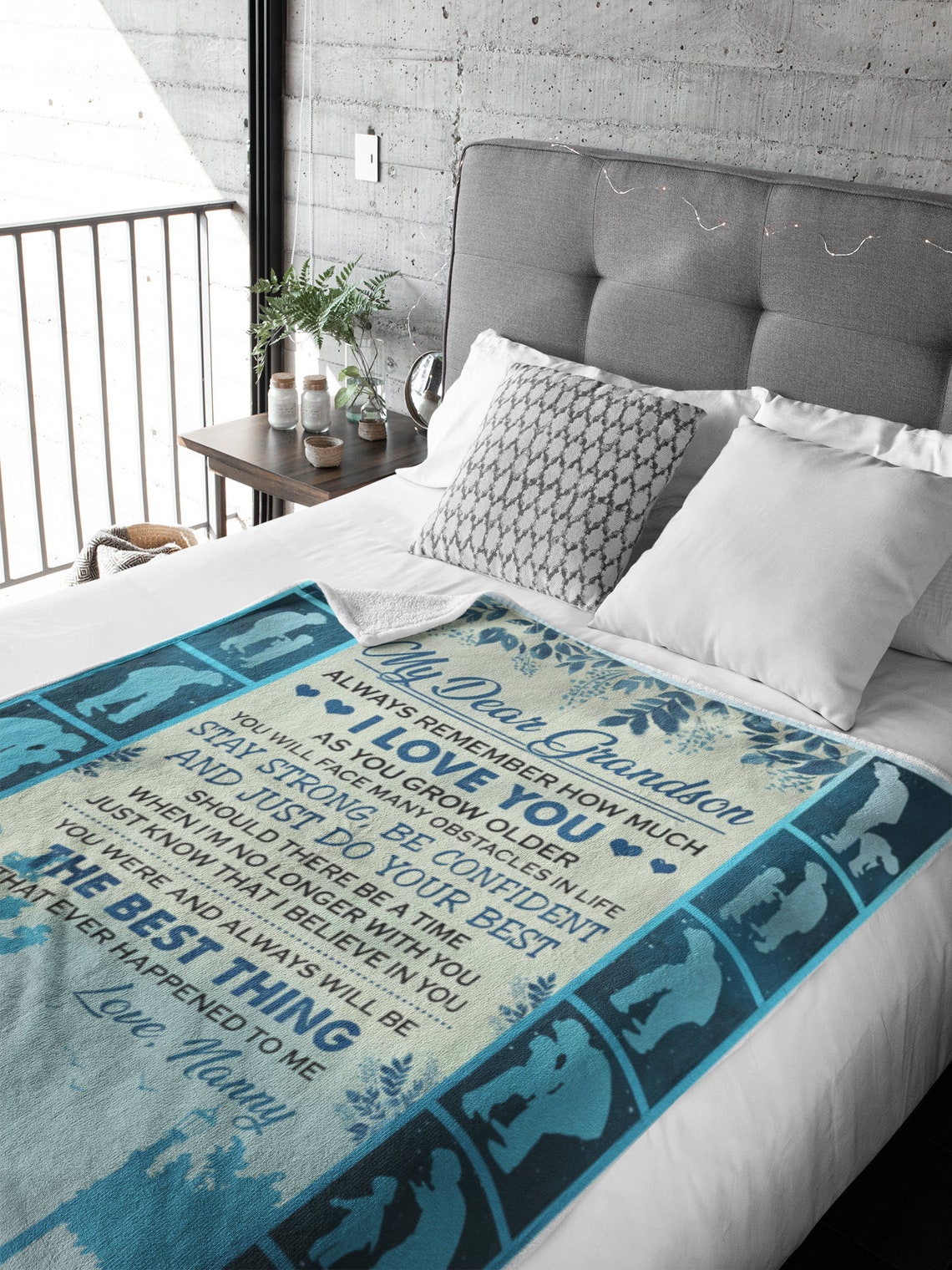 To My Grandson Fleece Blanket Grandson Blanket Letter Etsy