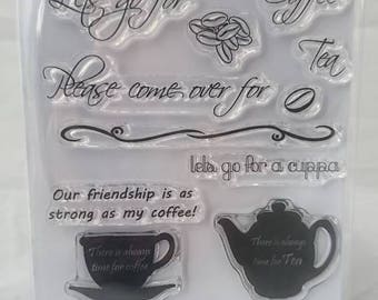 Time for tea | A6 Stamp Set by Imagine Design Create for stamping, card making, papercrafts and more | Friends, mothers day, coffee lovers