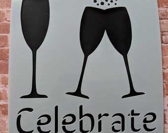 Celebrate stencil & mask set | Champagne / wine glasses for card making, mixed media and papercrafts