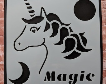 Unicorn Magic stencil / mask for card making, art, crafts, mixed media, fabric painting, kids crafts and children's art projects