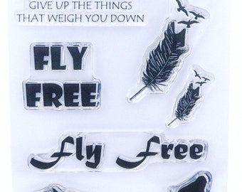 Fly Free |  A6 Stamp Set by Imagine Design Create for stamping, card making and more | Feathers and Quotes