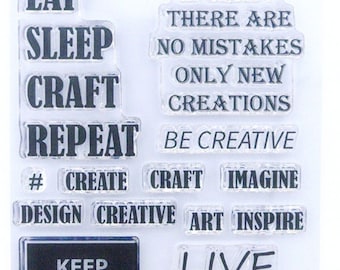 Citations créatives | Set de tampons A6 par Imagine Design Create pour l'estampage, la fabrication de cartes, l'artisanat en papier et les supports mixtes | Positif et inspirant