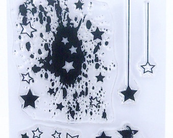 Les étoiles se mélangent | Jeu de timbres A6 par Imagine Design Create pour l’estampage, la fabrication de cartes, les techniques mixtes et l’artisanat du papier | Abstrait, peinture splat, détails