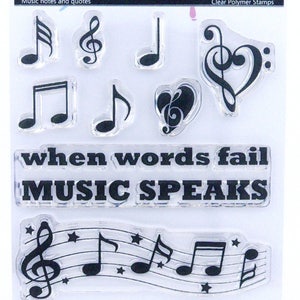 Music notes and quotes A6 Stamp Set by Imagine Design Create for stamping, cardmaking and papercrafts Musical, treble clef image 1