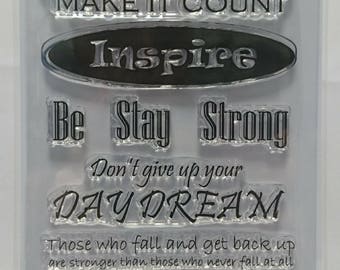 Inspirational Quotes | A6 stamp set by Imagine Design Create for stamping, papercrafts, cardmaking and journaling | Positive