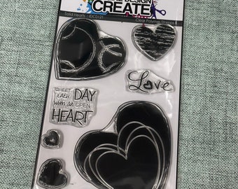 Solid Hearts A6 Stamp set by Imagine Design Create for papercrafts, mixed media and art projects | Valentines card making