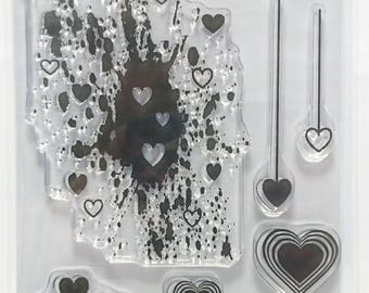 Heart Mix | A6 Stamp set by Imagine Design Create for papercrafts, mixed media and art projects | Valentines card making