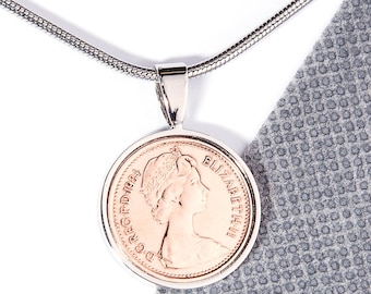 1984 40th birthday decimal half penny coin pendant