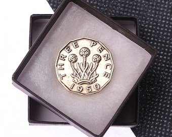 1952年 真鍮製 3ペンス硬貨 イギリス - ジョージ6世 - 誕生日、工芸品