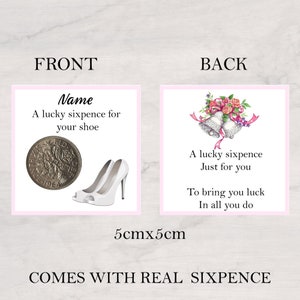 Moneda de seis peniques de la suerte personalizada para tu zapato - regalo de novia para ella - moneda de seis peniques real