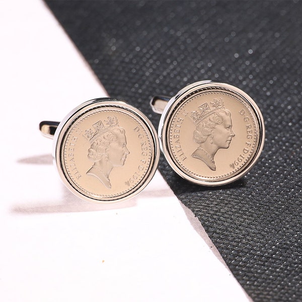 30th birthday 1994 New five pence coin cufflinks-Heads & Tails