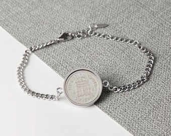 Bransoletka łańcuszkowa Sixpence z 1941 r. – 85. urodziny – prezent dla niej