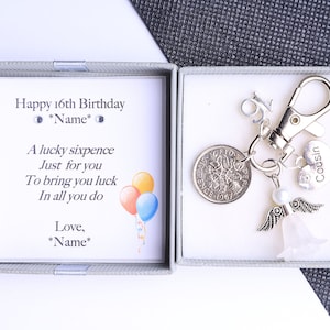 Porte-clés personnalisé pour son 16e anniversaire, porte-clés porte-bonheur, breloques au choix, cadeau pour elle * porte-clés à clip *