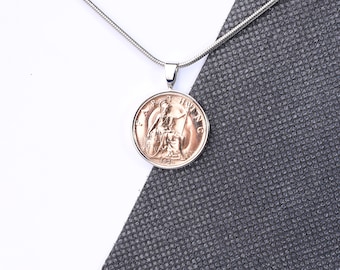 1924 100th birthday farthing coin pendant - silver plated