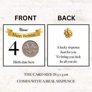 Jeton porte-bonheur personnalisé 40e anniversaire de six pence - cadeau - conception de bannière