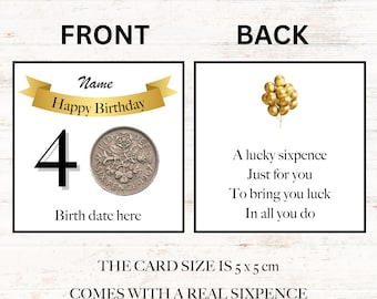 personalised lucky sixpence 40th birthday token - gift - banner design